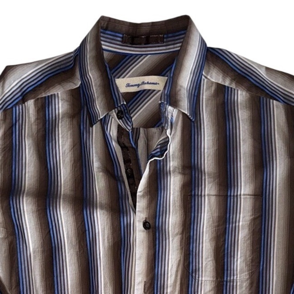 Tommy Bahama Mens M Button Down Striped Date Night‎ Dance Club Vintage Y2K 90s